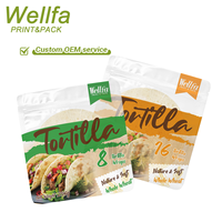 Sachet d'emballage pour tortillas refermable avec logo personnalisé, fenêtre transparente de qualité alimentaire, pochette plate pour tortillas entières congelées