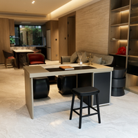 Escritorio Extra Largo y Delgado de Madera Maciza para Trabajo, con Estantería Lateral Abierta