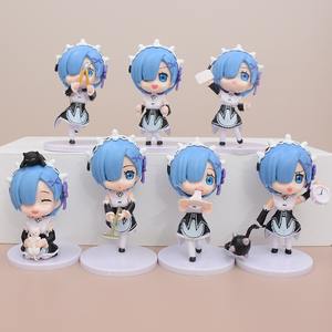 Anime japonais <span class=keywords><strong>Re</strong></span> <span class=keywords><strong>Zero</strong></span> Rem Ram Figure poupée ensemble mignon mascotte Style modèle Collection Fans cadeau femme de chambre Chibi Figurine voiture ornement - Product Image 1