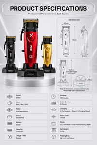 IPRO S8169 - Cortadora de Pelo Profesional para Uso Doméstico <span class=keywords><strong>y</strong></span> en Salón de Belleza, con Motor sin Escobillas de Alta Potencia de 8000 RPM, Funciona con Batería - Product Image 6