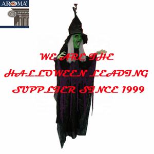 ของตกแต่งฮาโลวีน AROMA แม่มดแขวนขนาด 4 ฟุต มีไฟ LED ดวงตาเรืองแสง เสียงน่าขนลุก ใช้แบตเตอรี่ AAA สำหรับตกแต่งสวนหลอน - Product Image 3