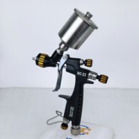 Pistolet de retouche avec pot de peinture en acier inoxydable de 50 ml, mini pistolet de pulvérisation fin en acier inoxydable pour la réparation de détails et la peinture