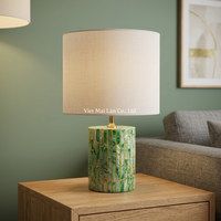 Lampe de table LED électrique artisanale avec incrustation de nacre, éclairage à intensité variable pour la décoration de la chambre et du salon