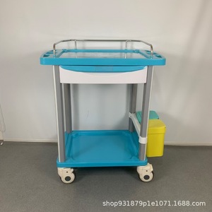 Chariot de traitement hospitalier en plastique, acier et ABS, pour stockage médical d'urgence, avec roues, type rectangulaire sur pied - Product Image 2