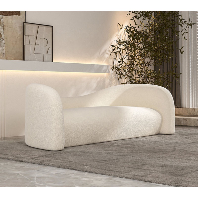 Modern luxury indoor furniture living room lamb wool curved sofa