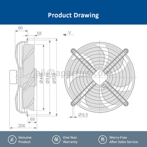 Ventilateurs axiaux à rotor externe AC ZIEHL-ABEGG FN045-VDK.4F.V7P1 140110 450 mm à haut débit d'air pour refroidisseur laser - Product Image 6