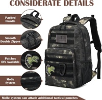 Sac à dos tactique camouflage Molle pour garçons avec fermeture éclair |   Style militaire pour l'école, le camping en plein air