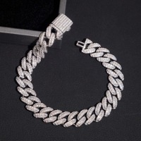 Bracelet Miami en diamant de haute qualité 10 mm, serti de moissanite VVS, en argent 925, bijoux hip-hop, bracelet cubain en diamant