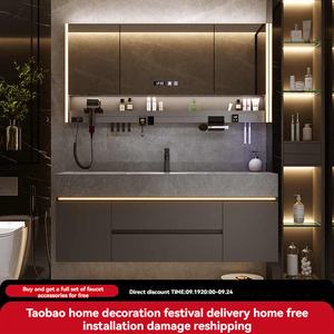 Luxury gray bathroom cabinet smart mirror cabinet gray washbasin hanging cabinet body - Product Image 3