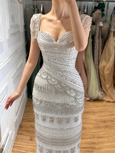 Abito da sera di lusso Serene Hill LA73798 <span class=keywords><strong>bianco</strong></span> <span class=keywords><strong>con</strong></span> perline e nappe, corsetto, lunghezza alla caviglia, abito formale da festa <span class=keywords><strong>con</strong></span> <span class=keywords><strong>spacco</strong></span> posteriore 2026 - Product Image 3