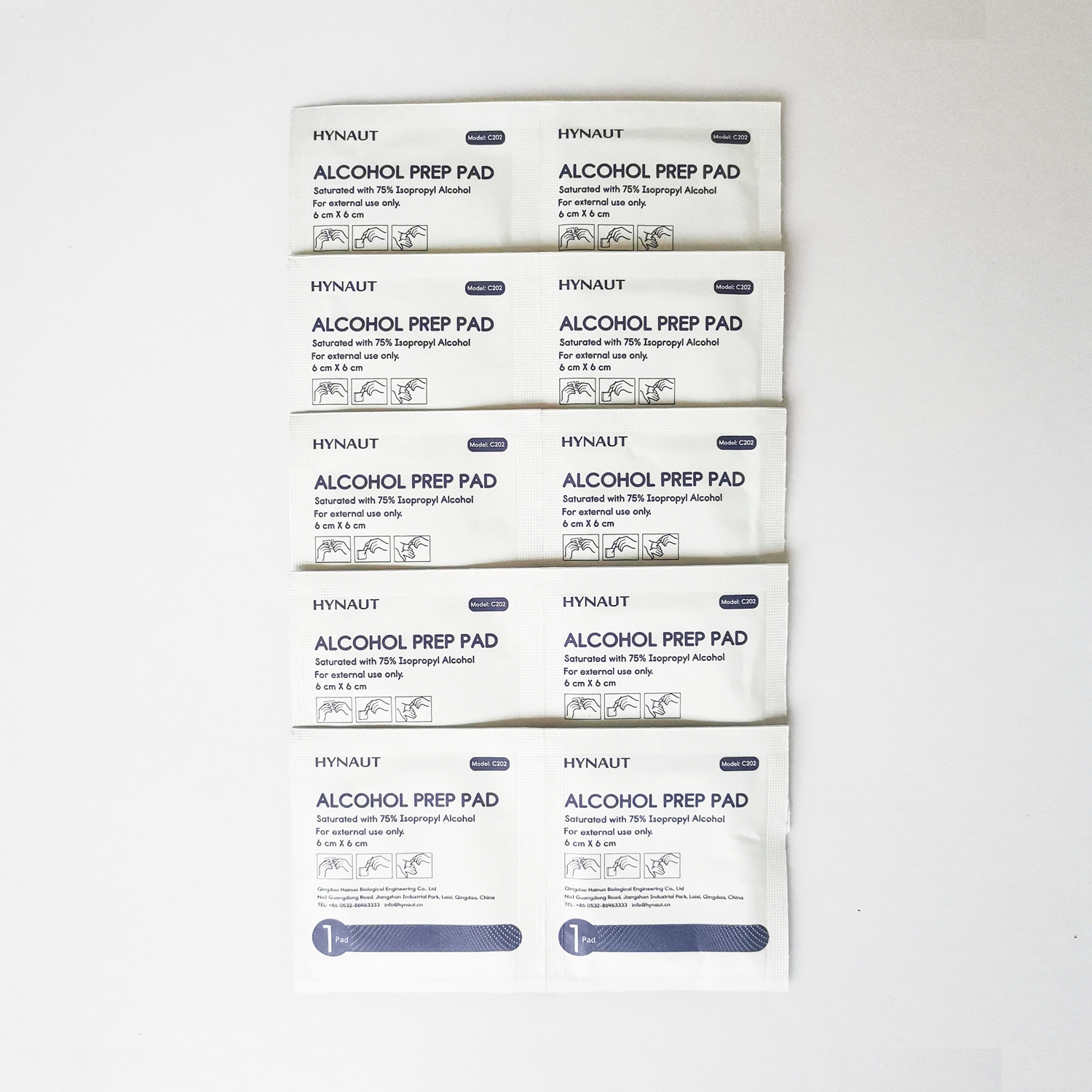 HYNAUT CE ISO13485 NDC EPA 70% isopropyl alcohol pad Alcohol prep pad