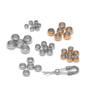 IP 18K Gold Plating End Beads Stainless Steel End Crimp Beads Round <b>Spacer</b> Stopper Beads for Bracelet Necklace Jewelry Making - Product Image 5