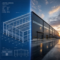 Almacén con Estructura de Acero Taller de Fábrica Edificio Prefabricado con Estructura de Acero Almacén de Ingeniería Edificios de Almacenamiento