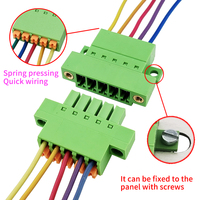Conector de panel con brida de perfil bajo y abrazadera de resorte de 3.81mm de paso, conector macho-hembra, juego completo de bloque de terminales en línea 2-24P