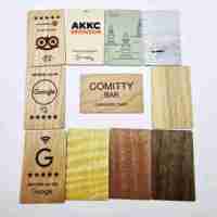 Code QR de vente chaude nous examiner sur Google NFC carte de robinet en bois NFC215 carte d'examen Google en bois de bambou