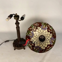 Lampe de table/bureau LED 16 pouces en verre coloré artisanal soudé à la main, style rétro européen, vente en gros 2025