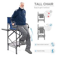 Chaise de directeur haute bleue, hauteur d'assise 30,7 pouces, chaise pliante avec table latérale et porte-gobelets, supporte 350 lb, pour le camping et les activités de plein air