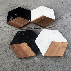 Sous-verres en marbre et bois d'acacia personnalisés avec logo pour mariage, vente en gros, pour boissons et café - Product Image 2