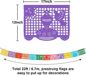 Striscioni messicani striscioni lunghi 12 grandi forniture per feste Fiesta in plastica festa a tema messicano - Product Image 5