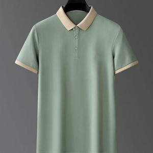 Men's <b>White</b> Short Sleeve <b>Polo</b> Shirt With Beige Contrast Collar And Cuffs Casual Breathable Pique Knitted Top - Product Image 4