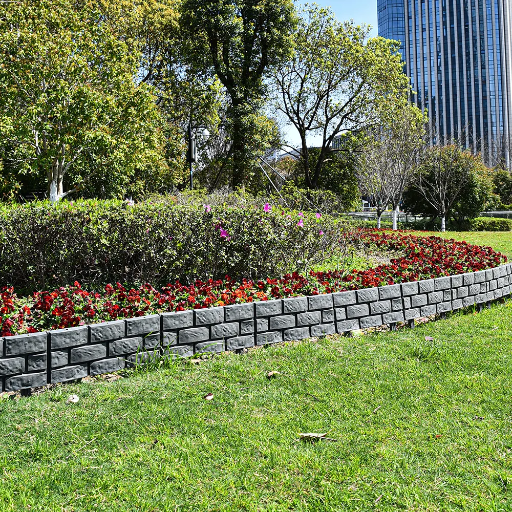 Ensemble de 4 clôtures ornementales en plastique pour aménagement paysager, jardin, effet brique, bordure de pelouse, petite clôture de pelouse