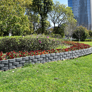Set of 4 <strong>Plastic</strong> Landscaping Ornamental Fencing Garden Brick Effect Lawn <strong>Edging</strong> Small Lawn Fence - Product Image 1
