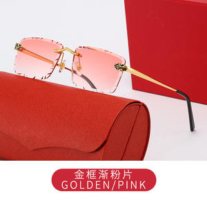 Gafas de Sol de Diseño de Alta Calidad, Montura Sin Aro con Corte de Diamante, Protección UV400, Estilo Retro, Gafas de Marca - Product Image 4