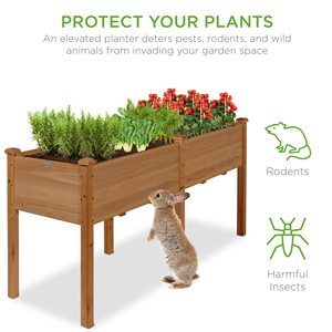 Raised Garden Bed Wood Elevated Planter Box with Bed Liner for Flowers Veggies <b>Herbs</b> Space Saver for Outdoor Patio Deck Balcony - Product Image 5