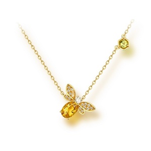 Nature Inspired Jewelry 14K Gold Plated 925 Sterling Silver Citrine &amp; Peridot <strong>Bee</strong> Pendant Necklace Unique <strong>Gift</strong> for Women - Product Image 3