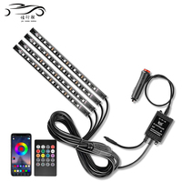 Lámpara Ambiental Decorativa para Automóvil de 12 LED, Luz Interior para Automóvil RGB LED, Luces LED para Pies de Automóvil, Kit de Iluminación Debajo del Tablero