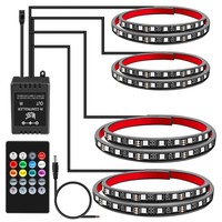 Nouvel éclairage d'ambiance LED pour voiture, contrôlé par la voix, 12V RGB, éclairage de châssis, kit de modernisation/amélioration multicolore clignotant un-câble-quatre