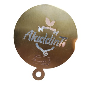 Plantilla para arte latte de café AladdinTo, molde de metal reutilizable redondo de 100 mm para herramientas de café y té - Product Image 5