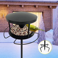 Mangeoire à oiseaux automatique JH-Mech avec double base personnalisée, structure de distribution automatique, résistante à la pluie, en métal pour extérieur avec support
