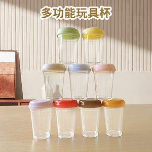 Plastic Toy Cup With Lid Cartoon Design For Children Storage Container PS Material Sz527 - Product Image 2