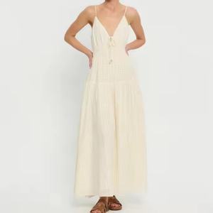 Vestido Maxi de Lino Tartán de Alta Calidad para Mujer, Estilo Bohemio Personalizado, Patrón de Parches Tejidos, Casual y Moderno para el Día a Día - Product Image 2
