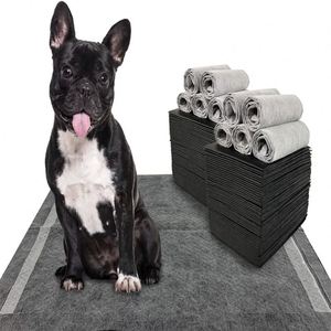 Factory Direct Eco-Friendly Disposable Puppy Pet Absorbent Black Film Dog Training Pee Pad <b>Bamboo</b> Charcoal Material Waterproof - Product Image 1