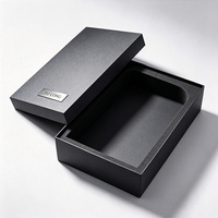 Boîte cadeau en papier avec fermeture à rabat, logo personnalisé, luxe, noir mat, pour vêtements, emballage cadeau