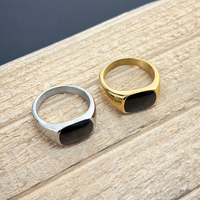 Bague signet ovale VAF Vincent, finition brillante, forme minimaliste, acier inoxydable, bague personnalisée avec logo, pour homme et femme