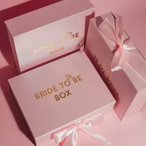 Custom Logo Printed Luxury Small Cardboard Folding Birthday Christmas Wedding Jewelry Set Paper Gift Box With Ribbon Closure