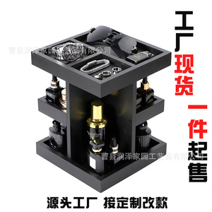Black Rotating Multi Layer <b>Desktop</b> Storage Rack Cosmetic Watch Organizer 3 Floors Standing Type Square Shape - Product Image 2