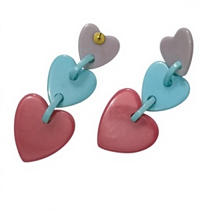 Best Quality Gold Elegant Multicolored Heart Shape Resin <b>Hook</b> Post <b>Earrings</b> Multifaceted Statement Design Fashion Anniversary - Product Image 2
