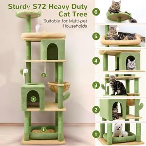 Arbres à <span class=keywords><strong>chat</strong></span> robustes Starmoon pour chats de grande taille, <span class=keywords><strong>arbre</strong></span> à <span class=keywords><strong>chat</strong></span> robuste de 72 pouces pour chats de grande taille, hamac - Product Image 2