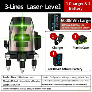 Niveau laser industriel haute précision pour la construction, 2, 3 ou 5 lignes, faisceau vert, machine de nivellement 360° multifonction auto-nivelante - Product Image 1