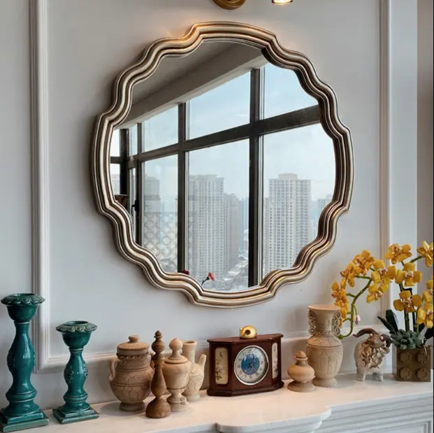 Balde de luxo para casa, espelho dourado prateado hd para decoração de sala de estar, casa