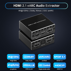 4K120Hz <span class=keywords><strong>HDMI</strong></span> 2.1 EARC <span class=keywords><strong>Audio</strong></span> <span class=keywords><strong>Extractor</strong></span> 1 en 1 Out Support VRR ALLM HDCP2.3 ARC EARC pour PS5 Xbox NVIDIA AMD - Product Image 4