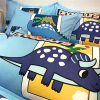 Ensemble de literie pour enfants, 3 ou 4 pièces, taille double ou king size, motif dinosaure, draps, couettes, housse de couette, dessin animé personnalisé