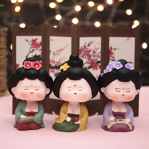 Figura de dama de la dinastía Tang, estilo caricatura retro, linda, decoración creativa para pastel de cumpleaños, regalo popular - Product Image 1