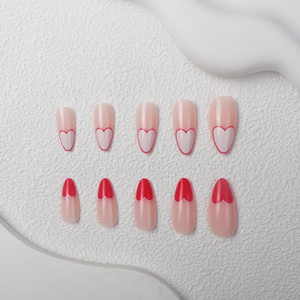 24 pièces de <span class=keywords><strong>faux</strong></span> ongles couverture complète pré-conçu à la mode personnalisé doux <span class=keywords><strong>rouge</strong></span> <span class=keywords><strong>blanc</strong></span> amour conception Simple ABS ongles de doigt en gros - Product Image 3