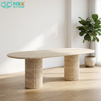 Table à manger en marbre personnalisée HZX - Design moderne, poli/lustré, imperméable, durable, écologique pour villas, hôtels, cuisines