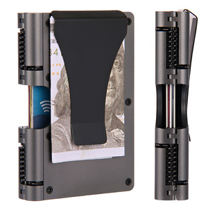 Tùy chỉnh màu sắc và logo RFID Mens tối giản Ví nhôm hợp kim RFID chặn với kim loại tiền Clip - Product Image 3